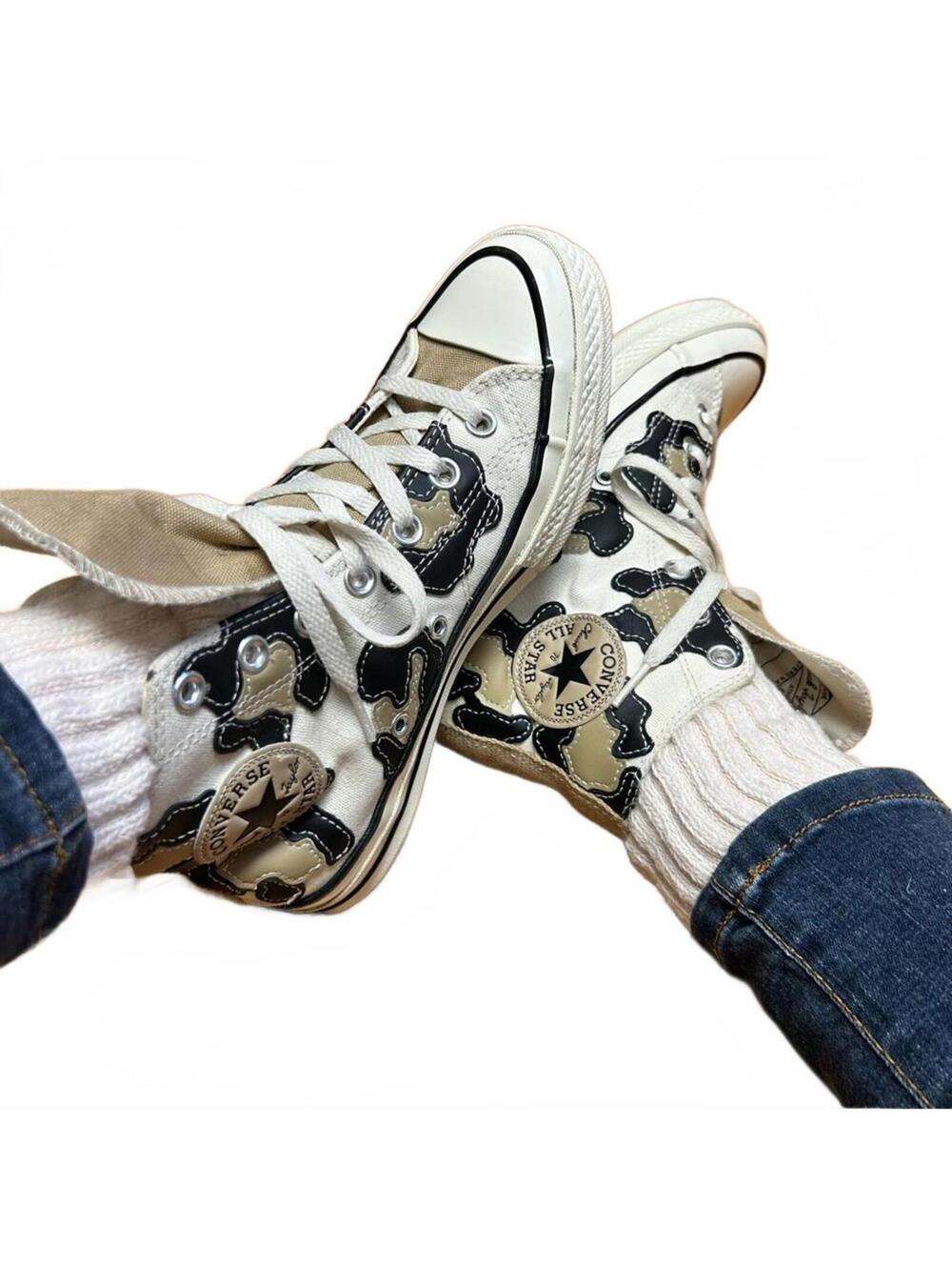 Converse Chuck All Stars CTAS Egret/Nomad Khaki/Egret | Animal Print Hi-Tops | 8